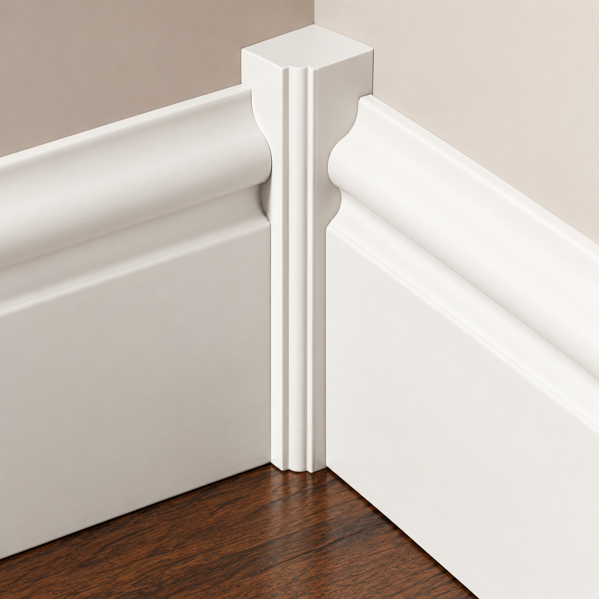 Angolari interno/esterno per battiscopa bianco - universale in polimeri – Kit 8 pezzi rifilabili 23x23x250 mm