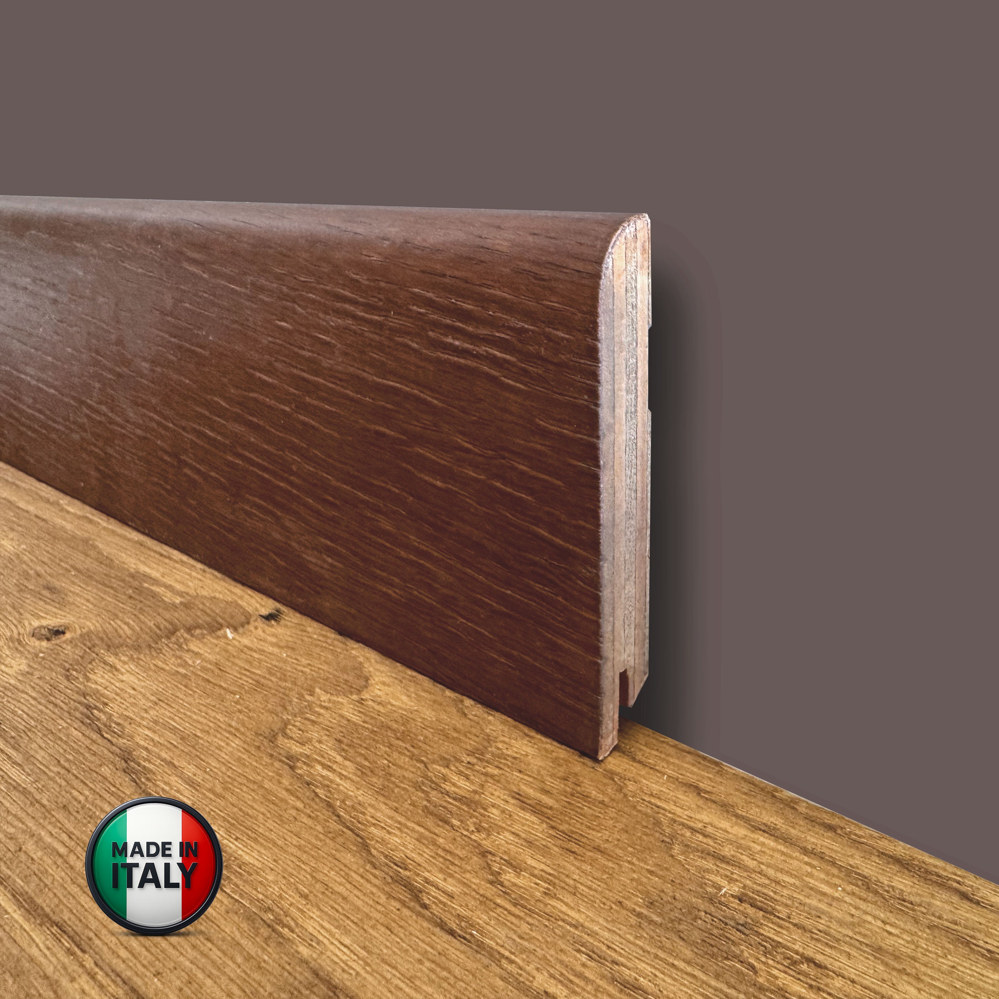 €2,49ml  ** FUORI TUTTO ** Lotti da 20ml di Battiscopa in legno multistrato impiall. ROVERE ANTICATO 70x10mm - Eternal Parquet