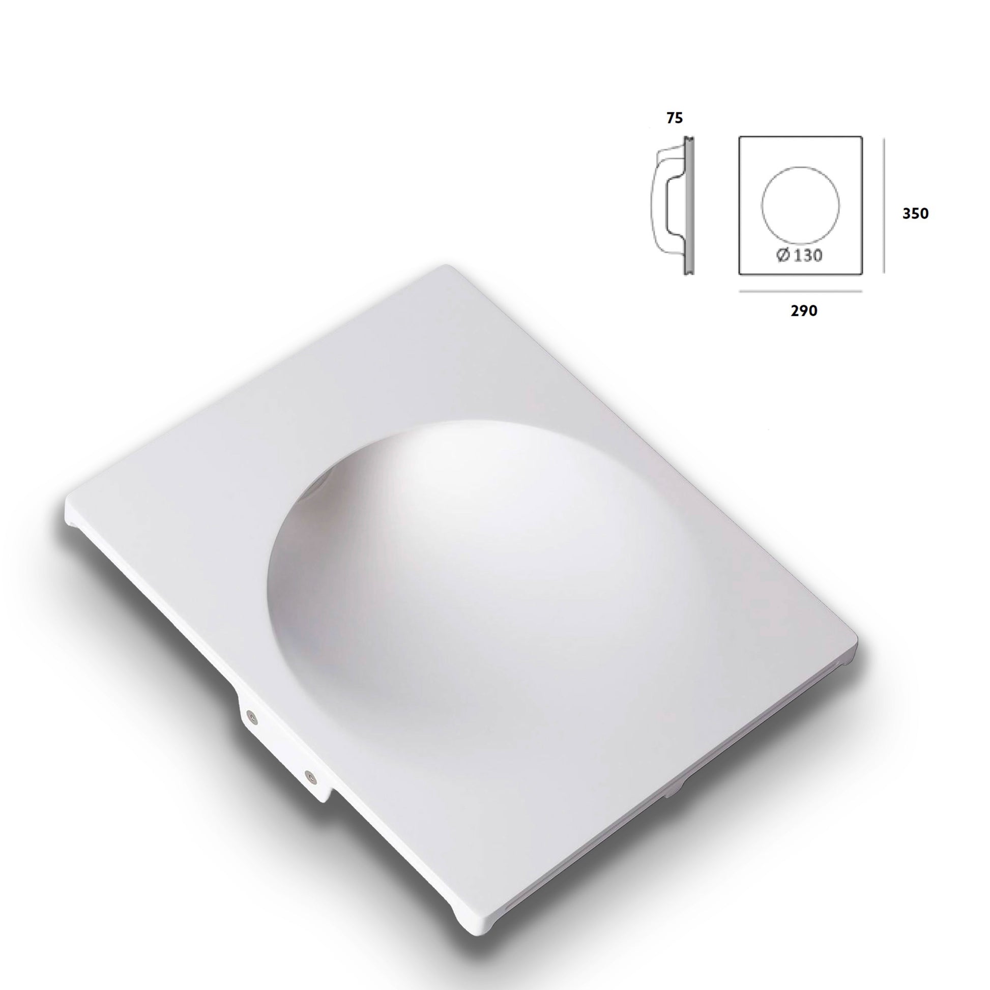 *STOCK* Portafaretto In Gesso Ceramico ad incasso GHOST 350x290x75mm foro 13cm 40W GU10 IP20 - Eternal Parquet