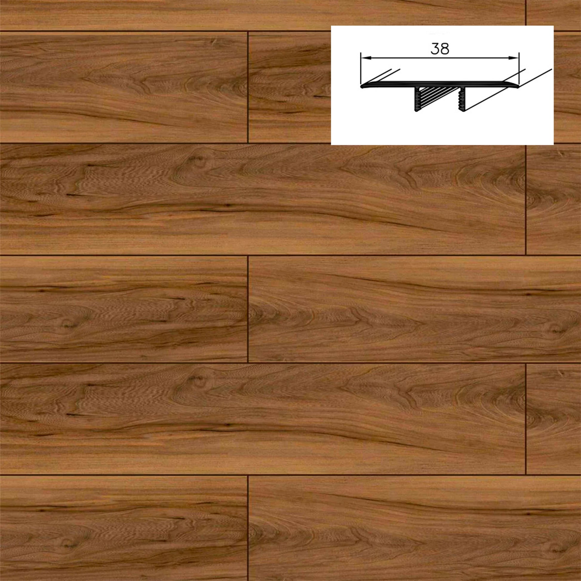 Barra da 90cm di PROFILO GIUNTO in Alluminio Gamma Laminati - Piatto o a discesa (base+coperchio) - Eternal Parquet