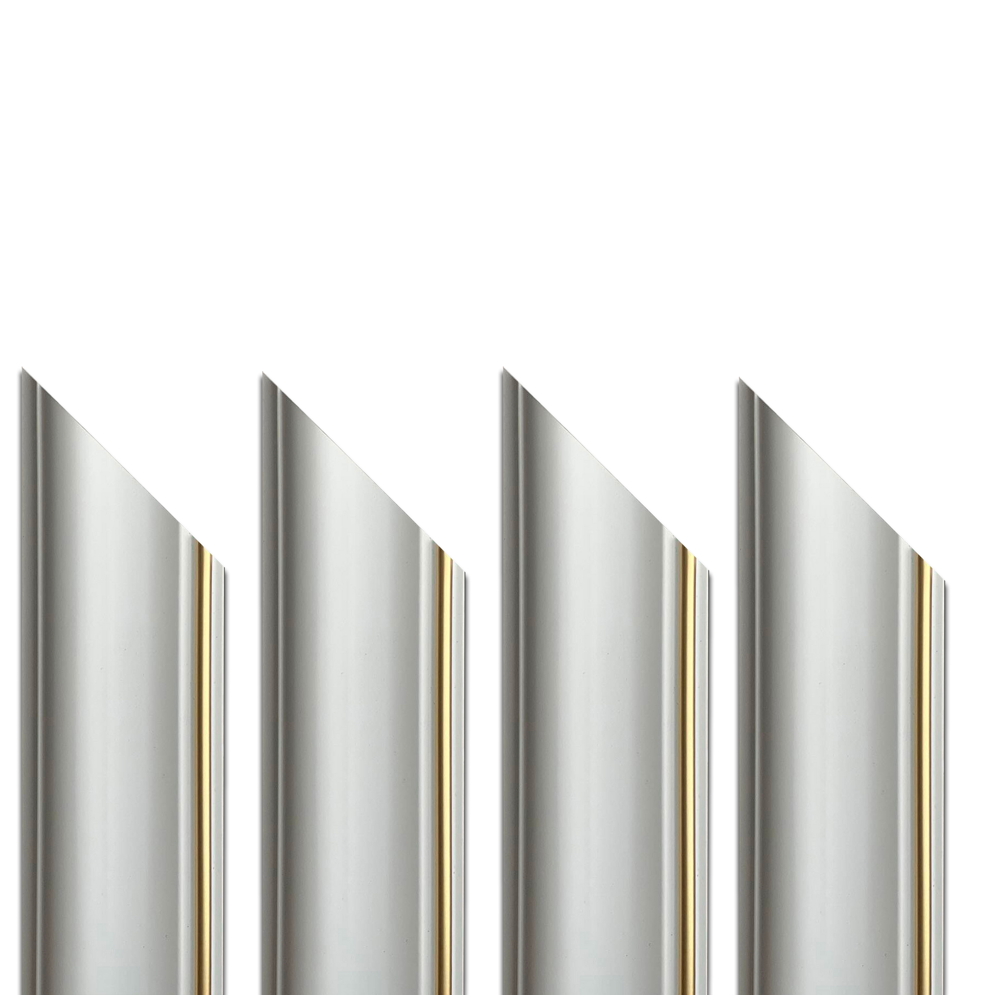 4 barre intere PRETAGLIATE AD ANGOLO per Bugna Boiserie in polimeri linea GOLD (filo oro) bianco Avorio 9010 varie dimensioni - Eternal Parquet