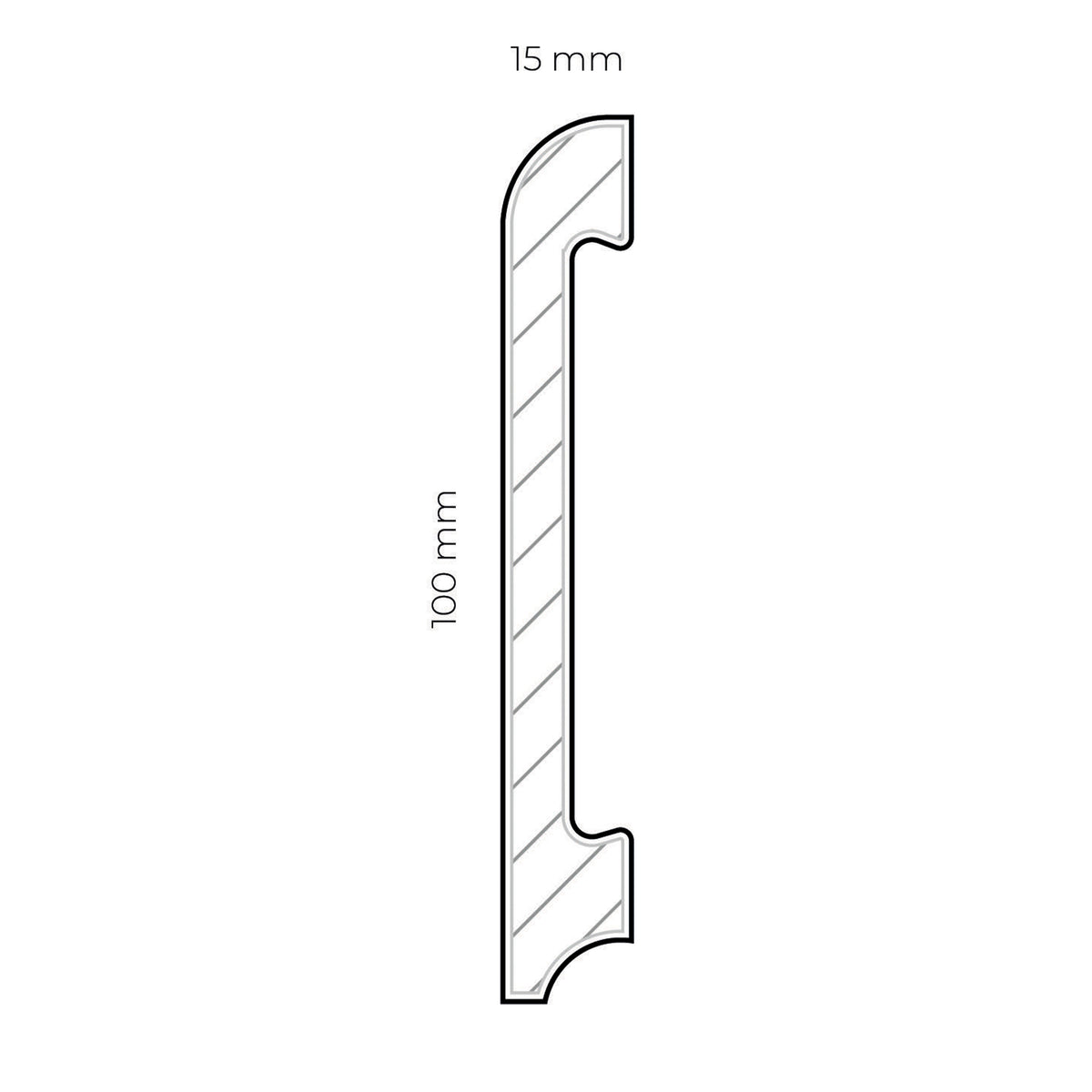 Battiscopa BC in POLIMERI EqualWood HI-TEC 100x15mm - BIANCO (prezzo al metro)