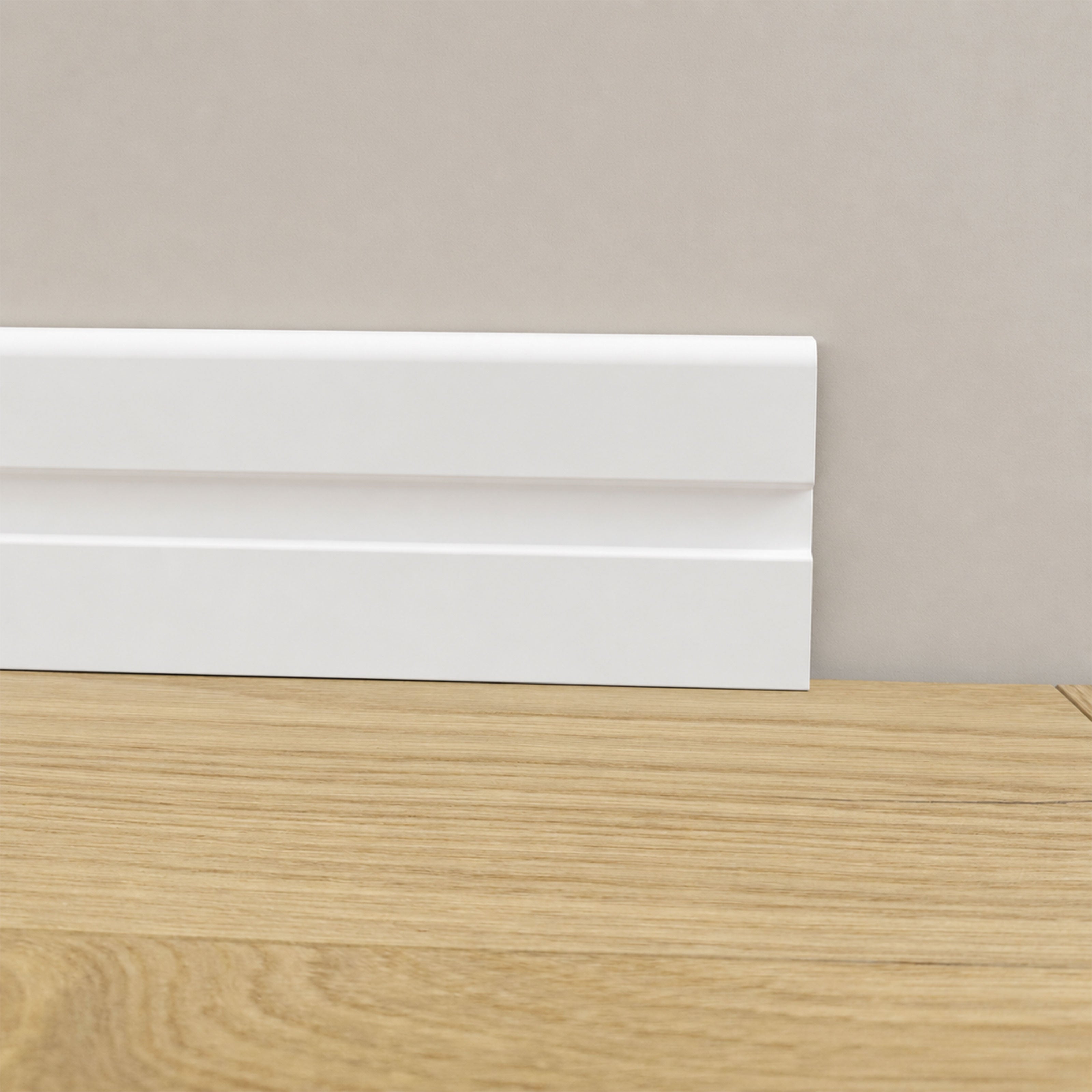 BATTISCOPA con incasso LED in FIBRA DI LEGNO col. BIANCO 80x15 Parquet, Laminati, SPC, LVT (prezzo al metro)