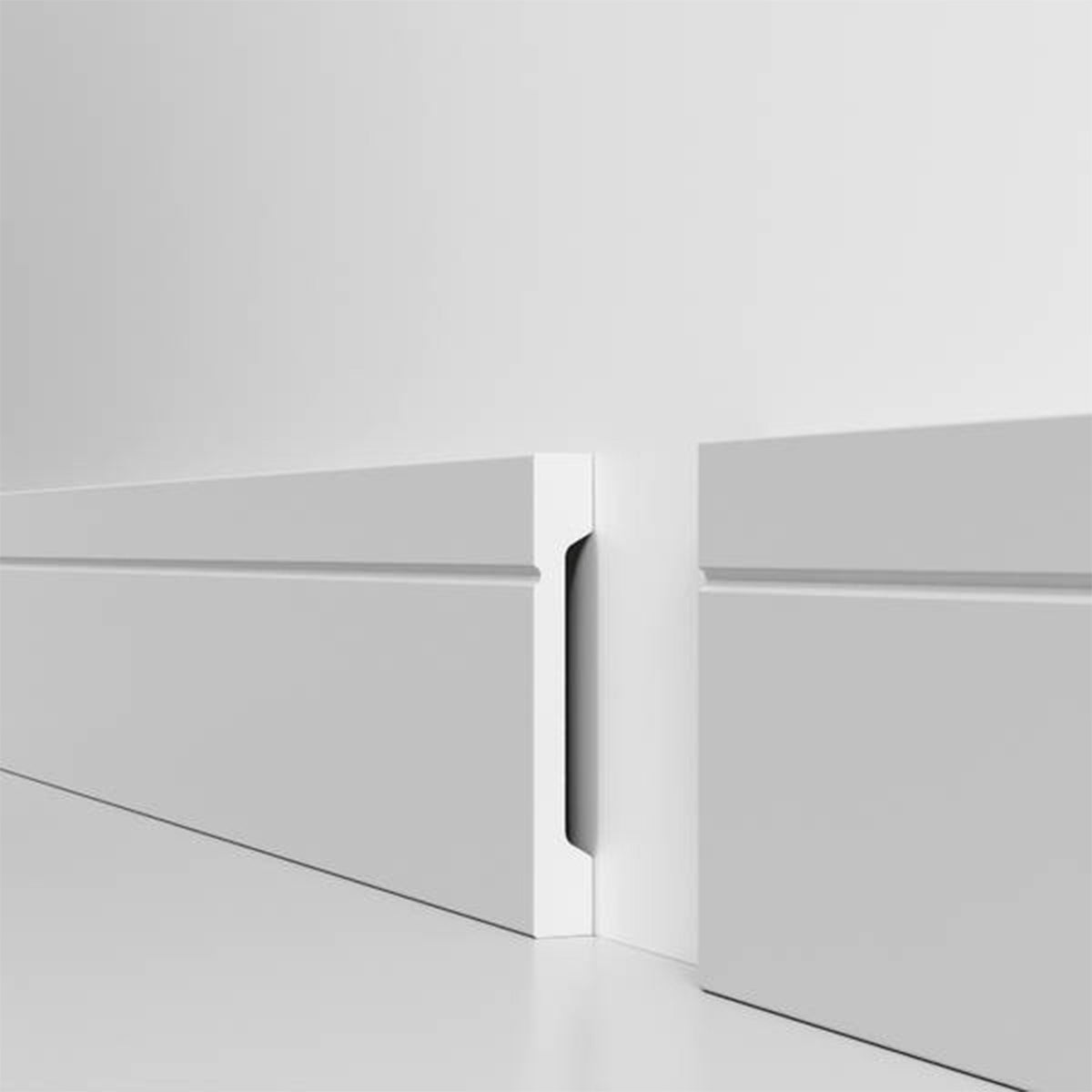 Battiscopa SQUADRATO BIANCO Passacavo ELEGANT 110x15mm in POLIMERI - Polistrutturato (prezzo al metro)