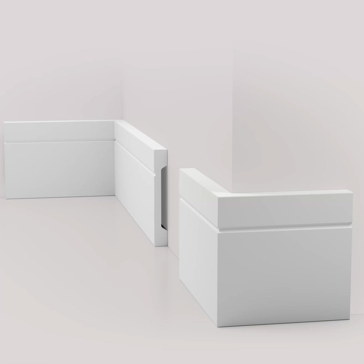 Battiscopa SQUADRATO BIANCO Passacavo ELEGANT 110x15mm in POLIMERI - Polistrutturato (prezzo al metro)