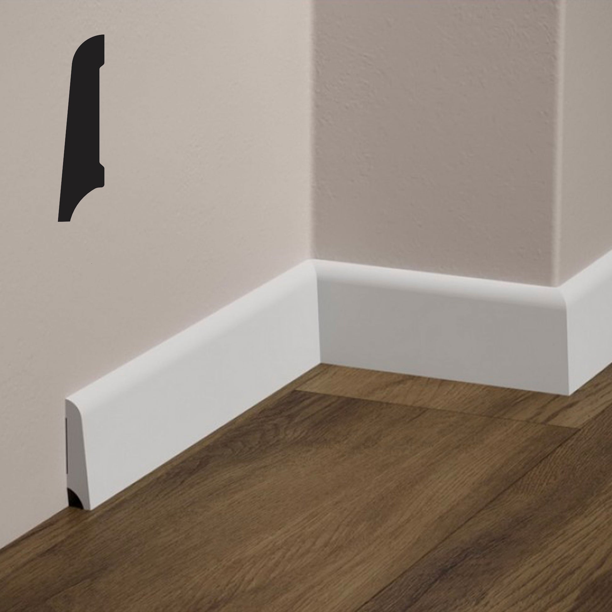 bancale da 172,80ml di Battiscopa INCLINATO in POLIMERI FeelingWood-HD 60x15mm - BIANCO - Eternal Parquet