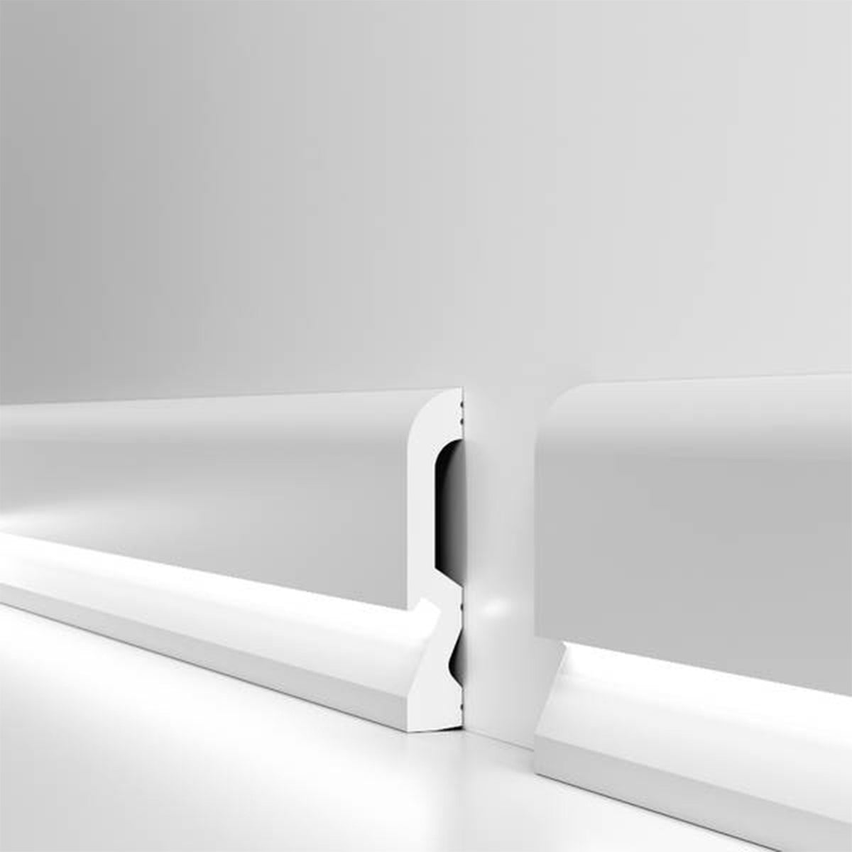 Battiscopa per LED BC Passacavo LUXURY QUALITY 100x18mm in POLIMERI - Polistrutturato (prezzo al metro)