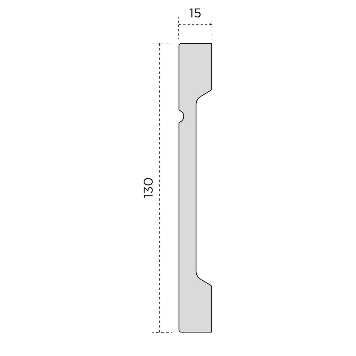 Battiscopa SQUADRATO BIANCO Passacavo ELEGANT 130x15mm in POLIMERI - Polistrutturato (prezzo al metro)