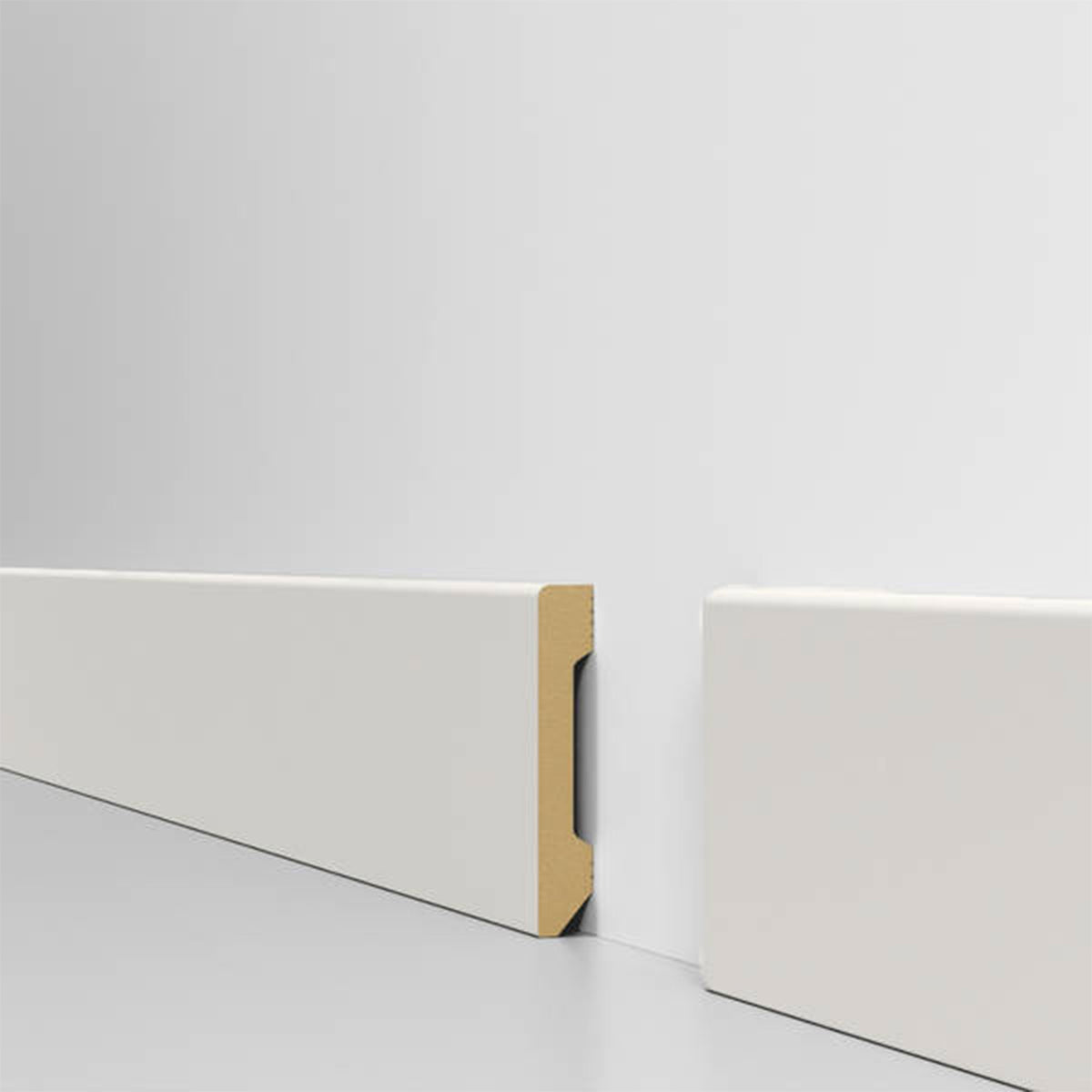 Battiscopa DRITTO in POLIMERI EqualWood HI-TEC 80x15mm - BIANCO (prezzo al metro)