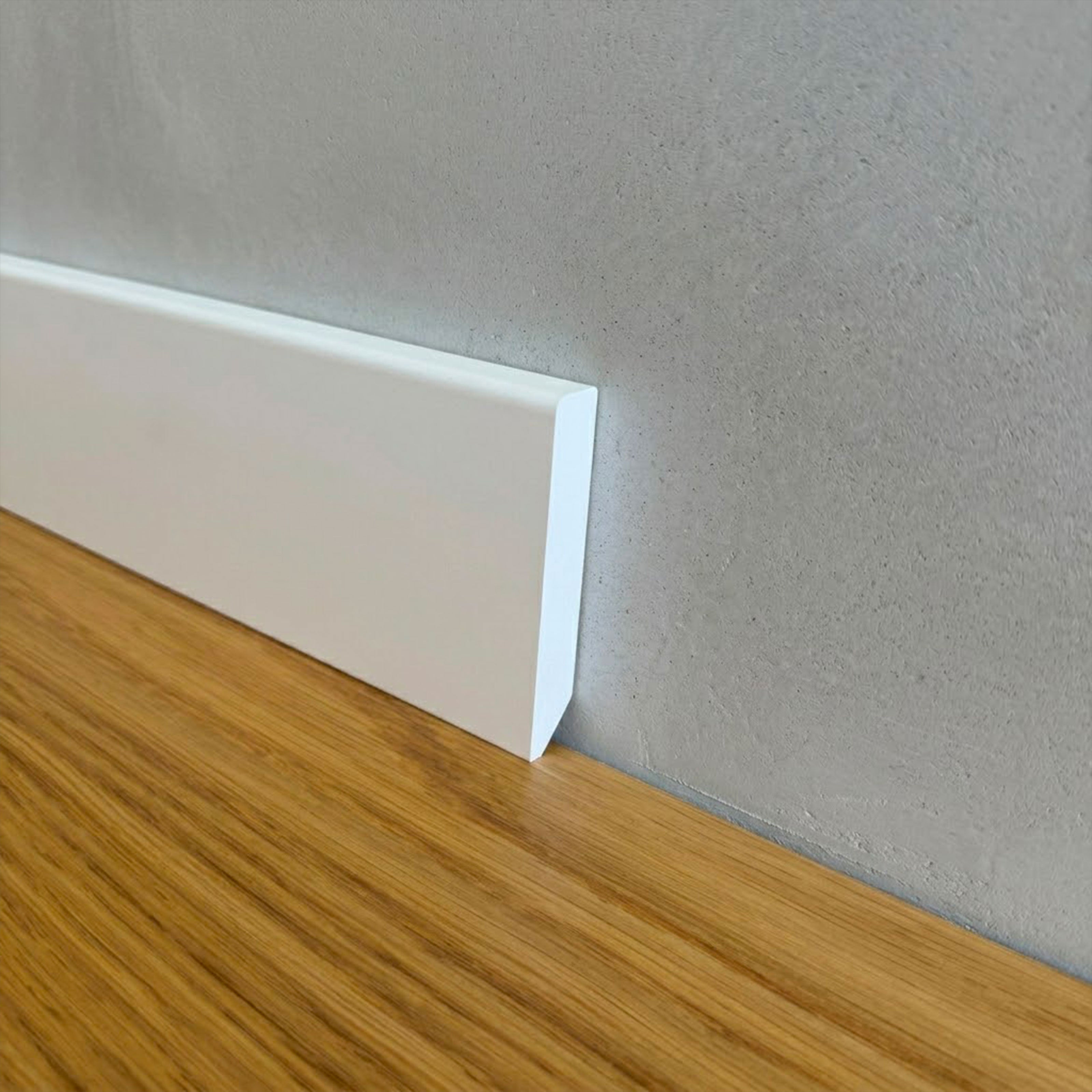 Battiscopa Squadrato in SPC 70x12mm - BIANCO pitturabile (prezzo al metro) - Eternal Parquet