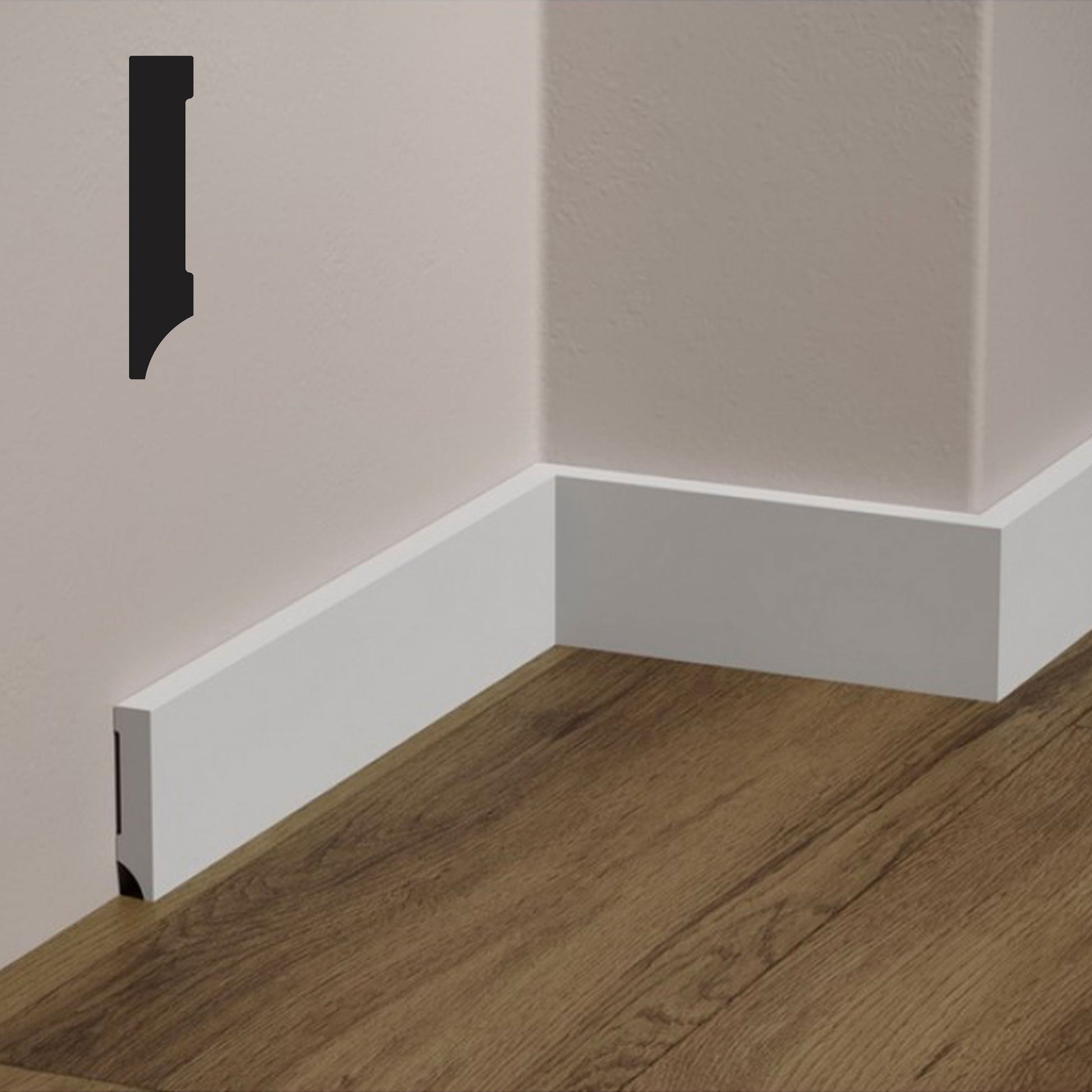 bancale da 172,80ml di Battiscopa DIRITTO SQUADRATO in POLIMERI FeelingWood-HD 60x11mm - BIANCO - Eternal Parquet