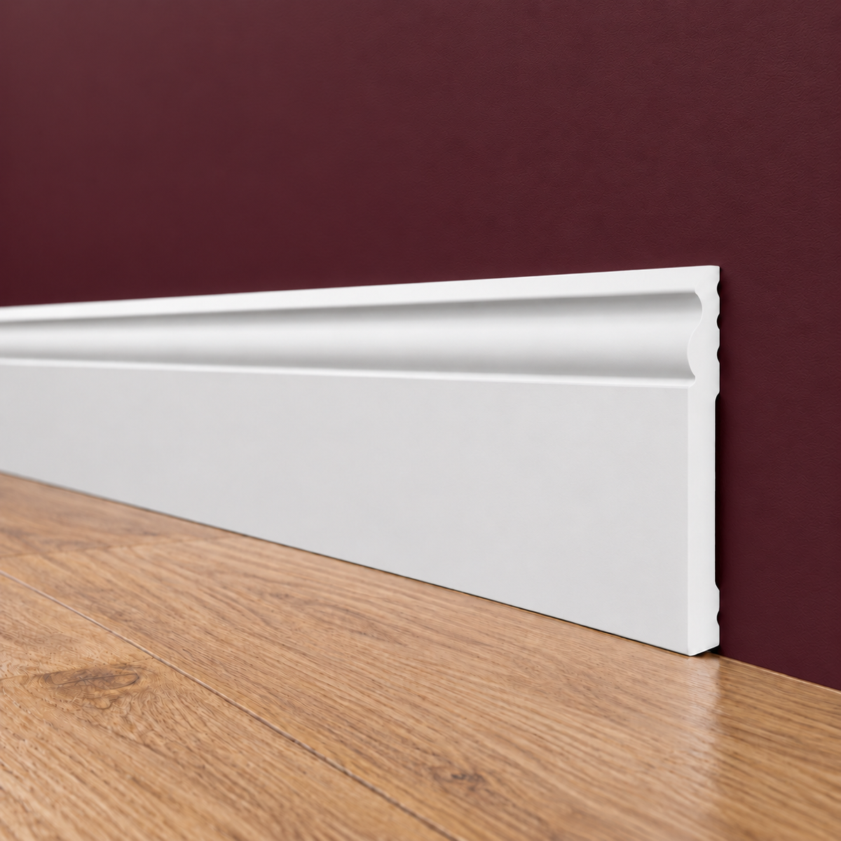 Battiscopa DUCALE bianco basso spessore 120x10mm in POLIMERI - Polistrutturato (prezzo al metro)