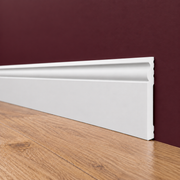 Battiscopa DUCALE bianco basso spessore 120x10mm in POLIMERI - Polistrutturato (prezzo al metro)
