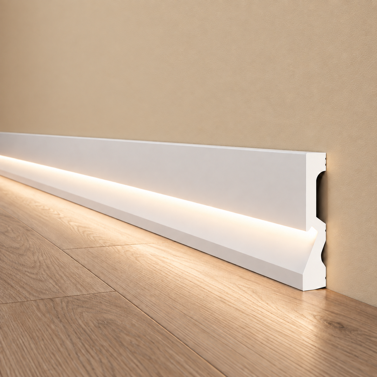 Battiscopa per LED squadrato Passacavo LUXURY QUALITY 100x18mm in POLIMERI - Polistrutturato (prezzo al metro)