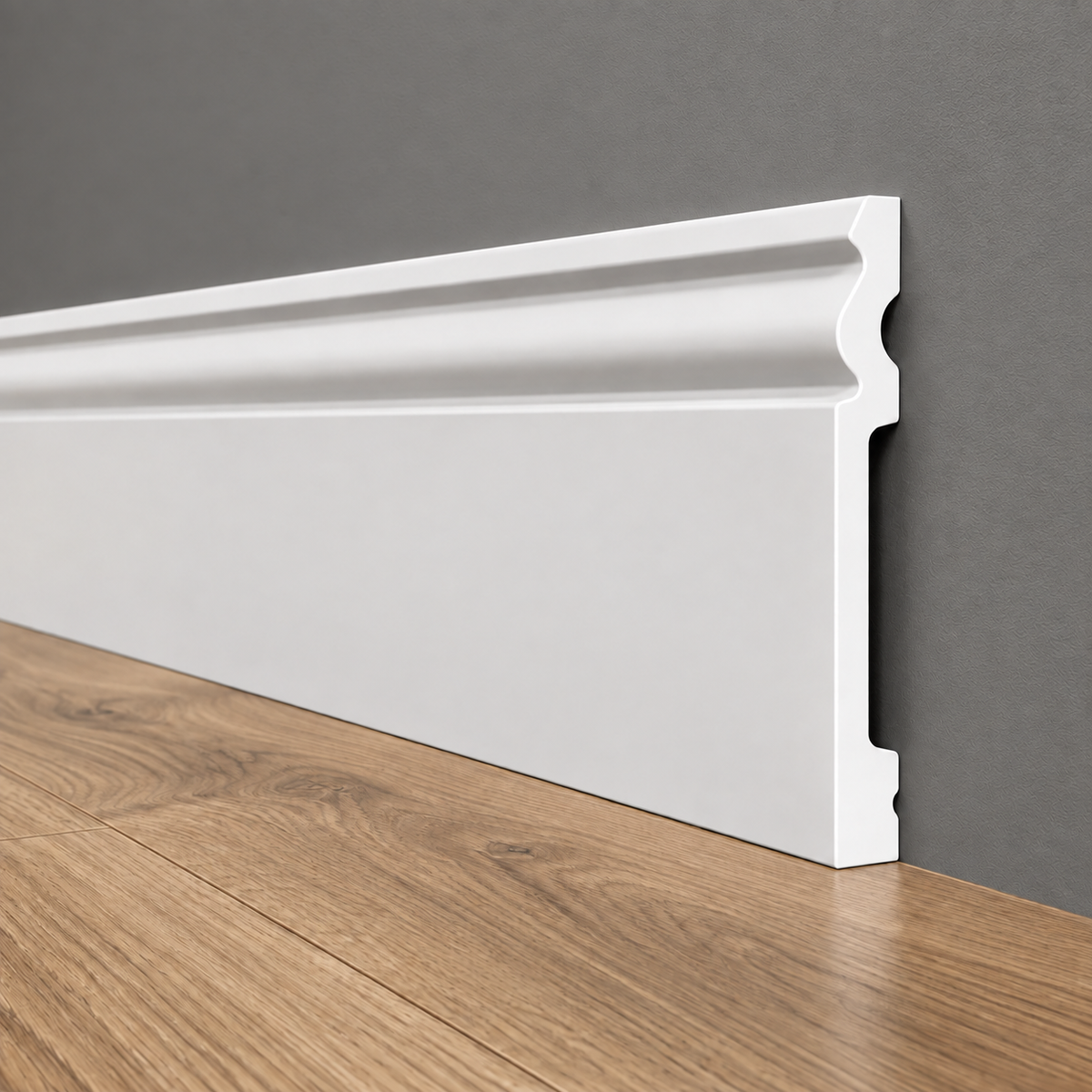 pacco da 112ML di Battiscopa RESISTO in polimeri extracompatti mod. DUCALE Bianco mis. 120x15mm