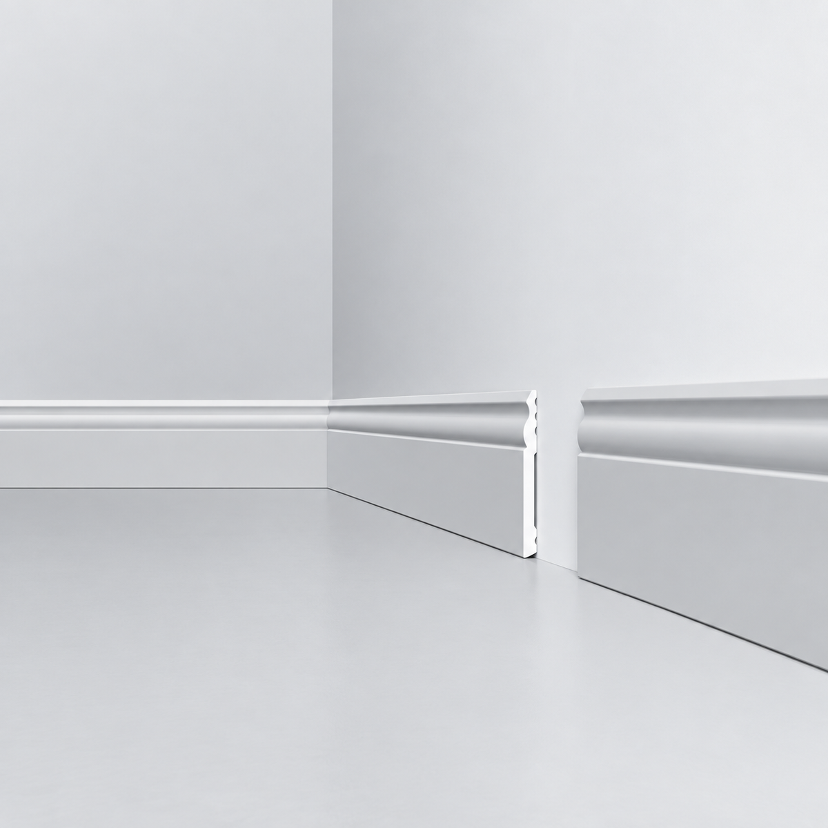 Battiscopa DUCALE bianco basso spessore 100x10mm in POLIMERI - Polistrutturato (prezzo al metro)