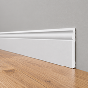 Battiscopa DUCALE bianco basso spessore 100x10mm in POLIMERI - Polistrutturato (prezzo al metro)