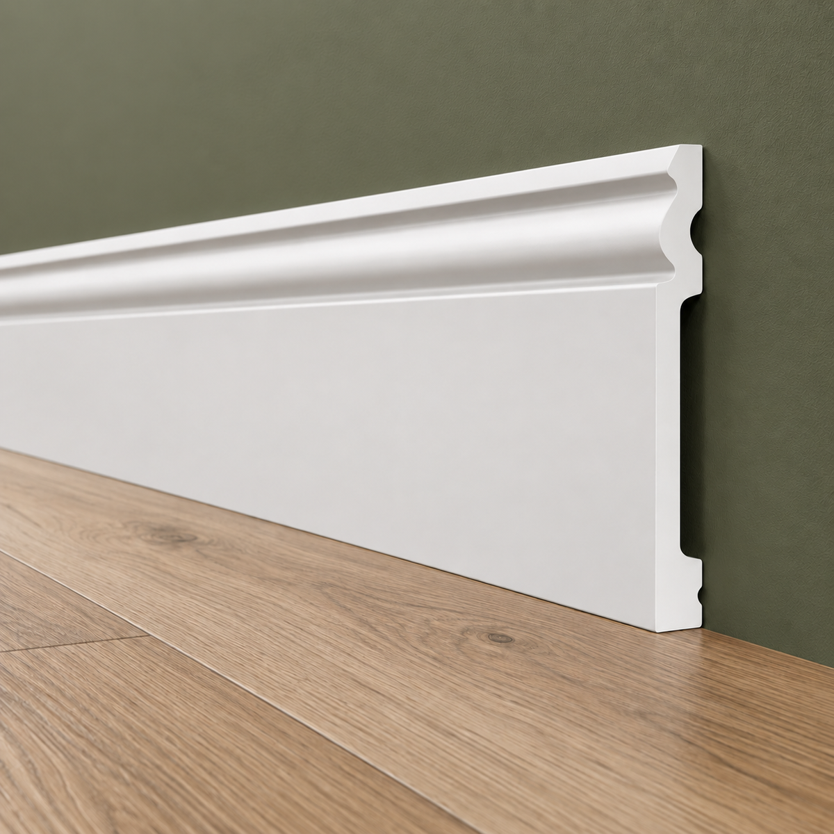 Battiscopa RESISTO in polimeri extracompatti mod. DUCALE Bianco mis. 180x15mm (prezzo al metro)
