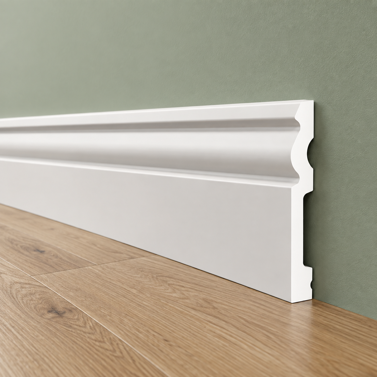Battiscopa RESISTO in polimeri extracompatti mod. DUCALE Bianco mis. 120x15mm (prezzo al metro)