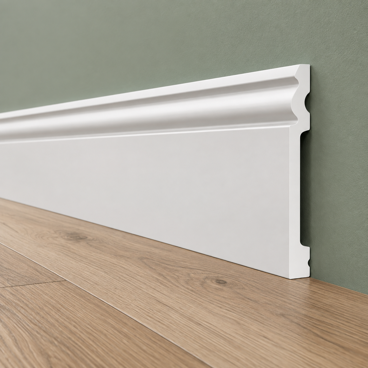 Battiscopa RESISTO in polimeri extracompatti mod. DUCALE Bianco mis. 180x15mm (prezzo al metro)