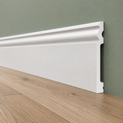 pacco da 100ML di Battiscopa RESISTO in polimeri extracompatti mod. DUCALE Bianco mis. 180x15mm
