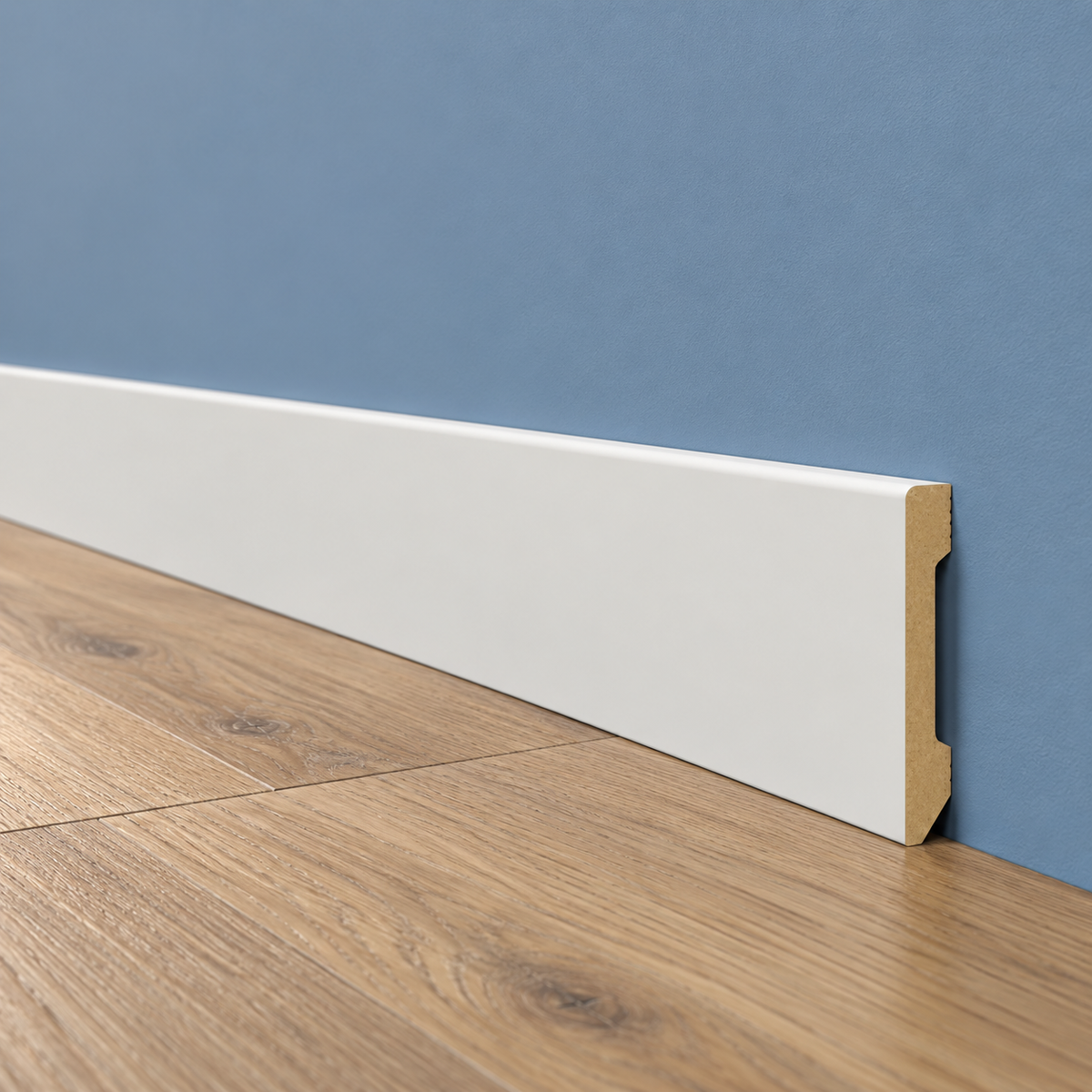 Battiscopa DRITTO in POLIMERI EqualWood HI-TEC 80x15mm - BIANCO (prezzo al metro)