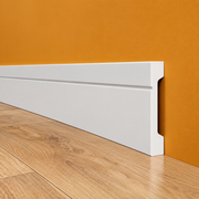 Pacco da 108ML di Battiscopa SQUADRATO BIANCO Passacavo ELEGANT 110x15mm in POLIMERI - Polistrutturato