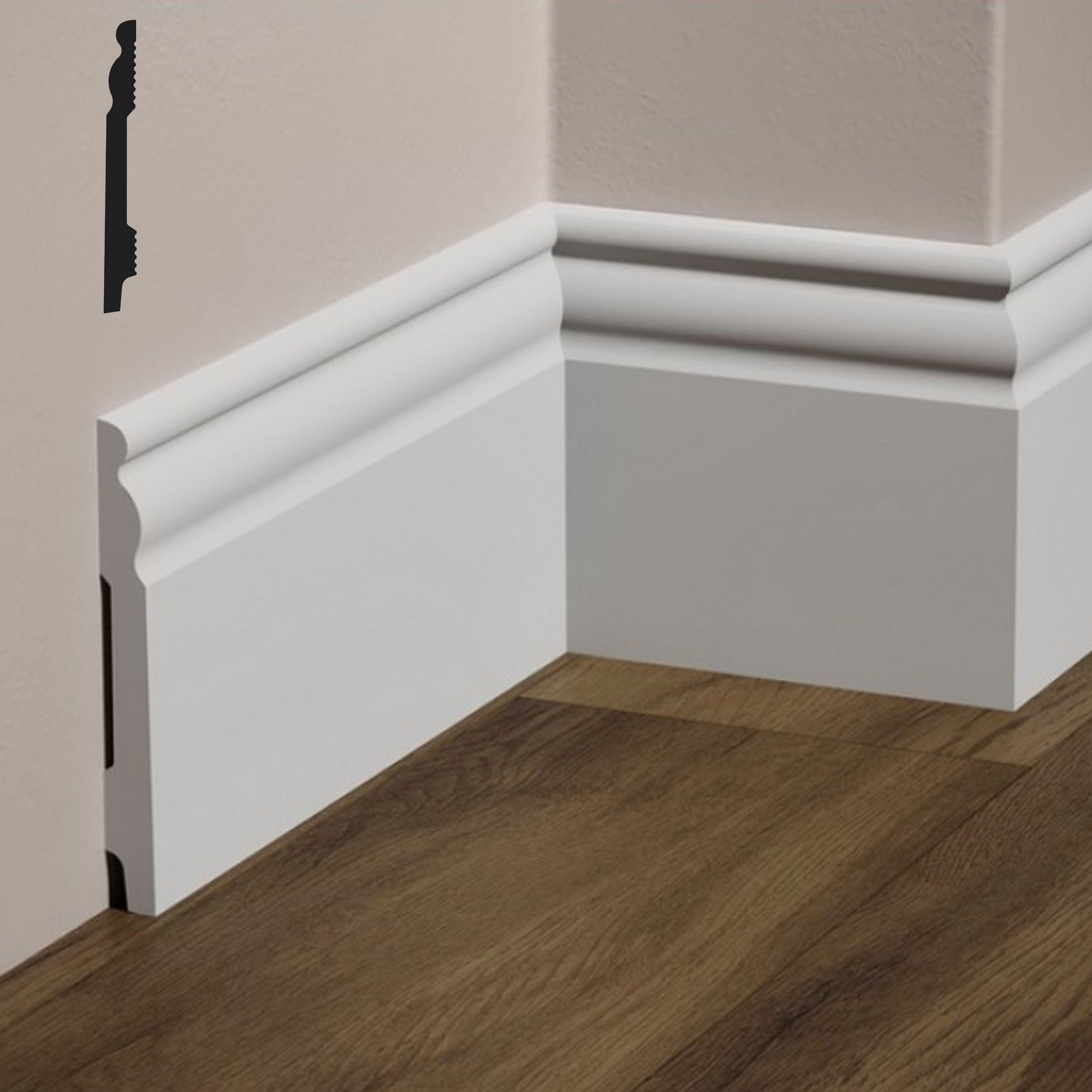 Battiscopa DUCALE in POLIMERI FeelingWood-HD 150x18mm - BIANCO (prezzo al metro)