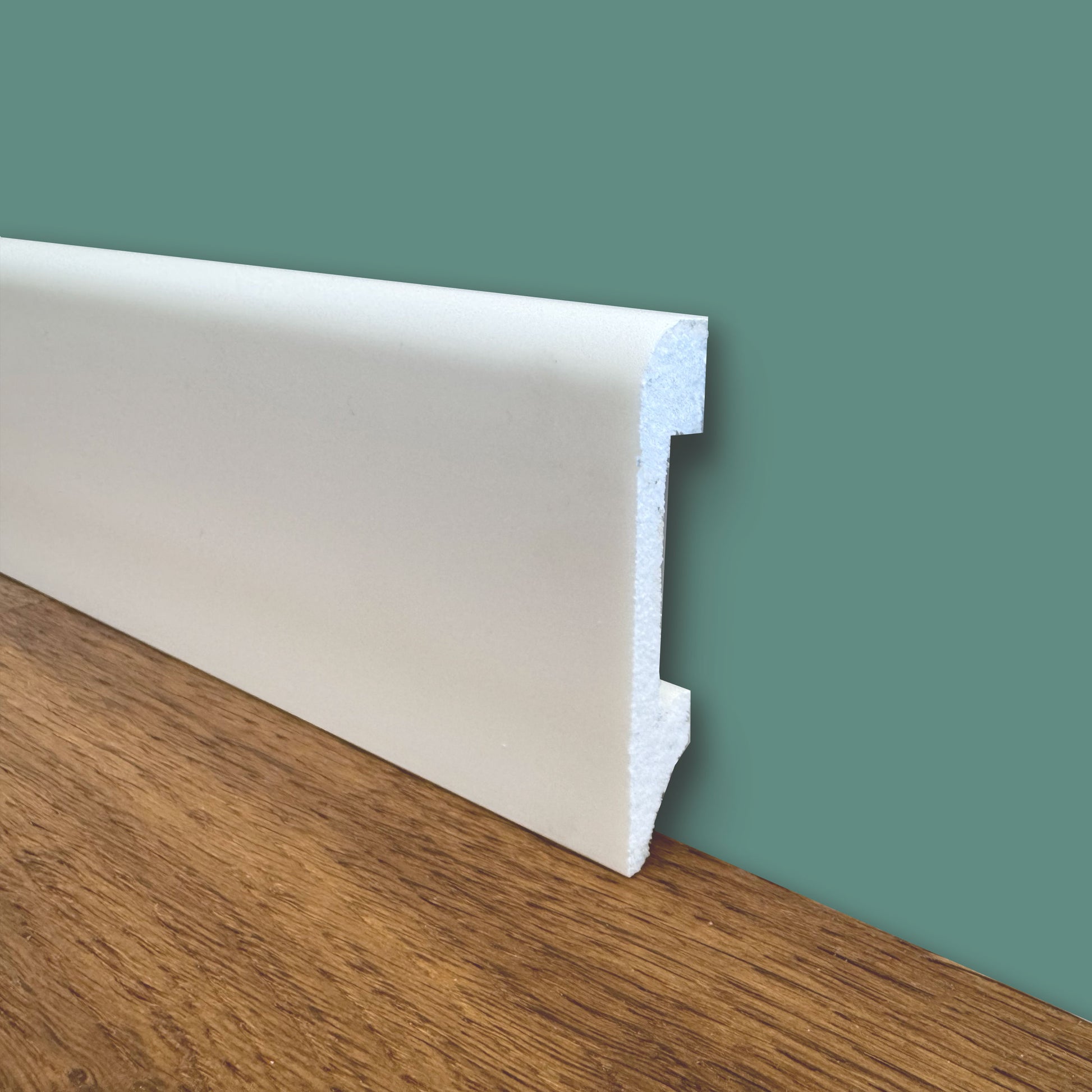 bancale da 100ml di Battiscopa BC in POLIMERI linea BASICBOARD  75x14mm - BIANCO pitturabile - Eternal Parquet