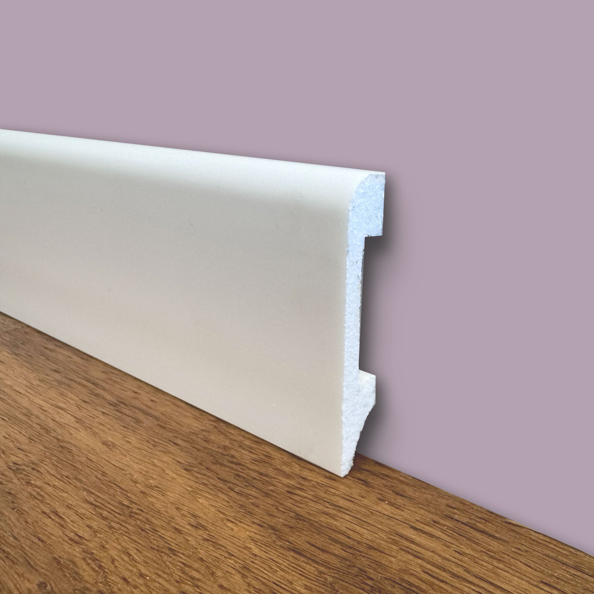 bancale da 100ml di Battiscopa BC in POLIMERI linea BASICBOARD  75x14mm - BIANCO pitturabile - Eternal Parquet