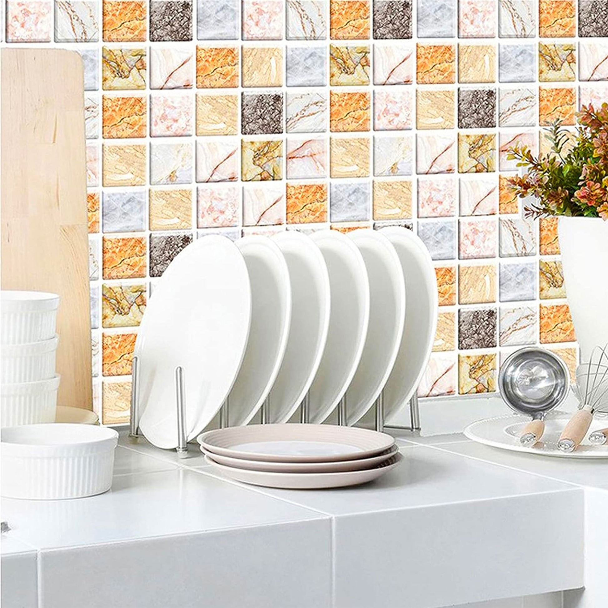 pacco da 4 Pannelli 3D Autoadesivi in PVC 30X30cm vari decori ultrarealistici ideali per bagni e cucine - Eternal Parquet
