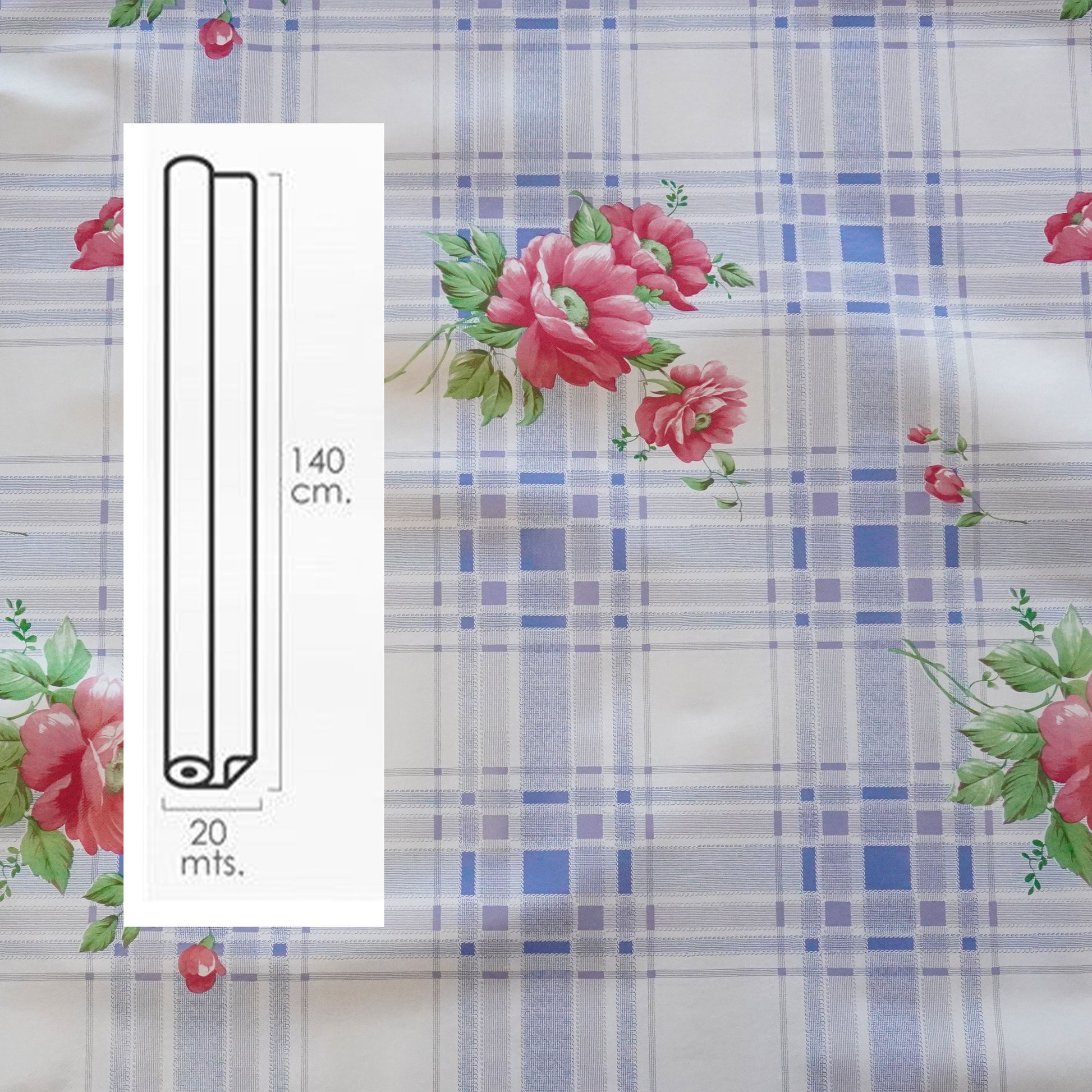 ***MEGA STOCK*** Rotolo da 20 metri (H140cm) di Tovaglia PVC telata cerata Per Casa, Sagre, Pizzerie BLU E ROSSO - Eternal Parquet