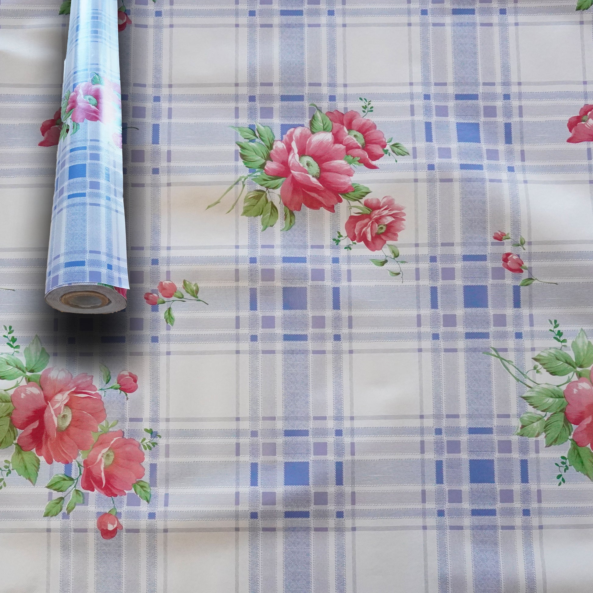 ***MEGA STOCK*** Rotolo da 20 metri (H140cm) di Tovaglia PVC telata cerata Per Casa, Sagre, Pizzerie BLU E ROSSO - Eternal Parquet