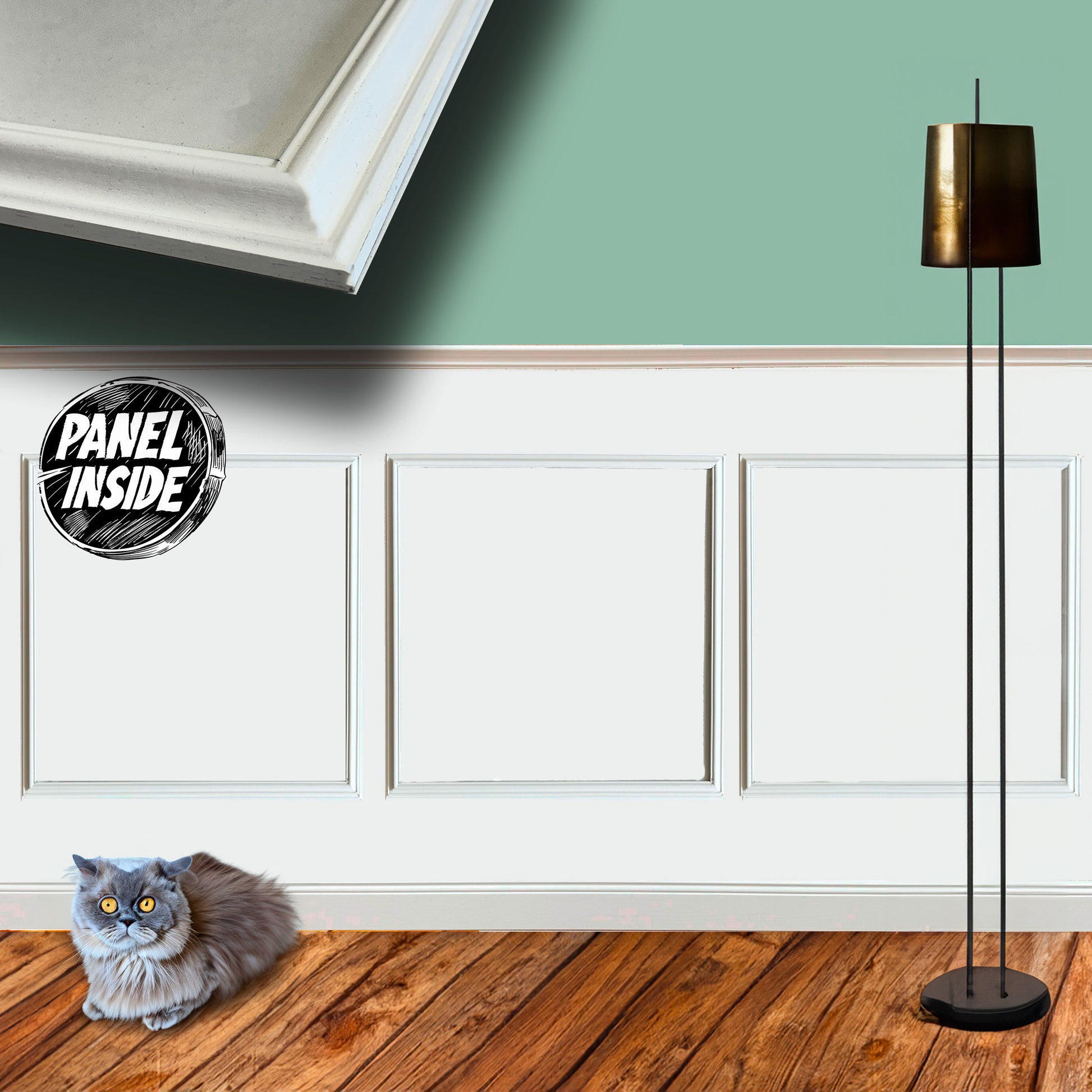 Kit 2ml di Boiserie in legno MASSICCIO (200x100cm) laccato bianco inclusi PANNELLI 60x60cm Eternal Parquet