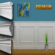 Kit 2 metri di parete Boiserie PREMIUM "Decorativa" (senza pannelli, solo estetica) in polimeri bianca (L200xH120) verniciabile - Eternal Parquet