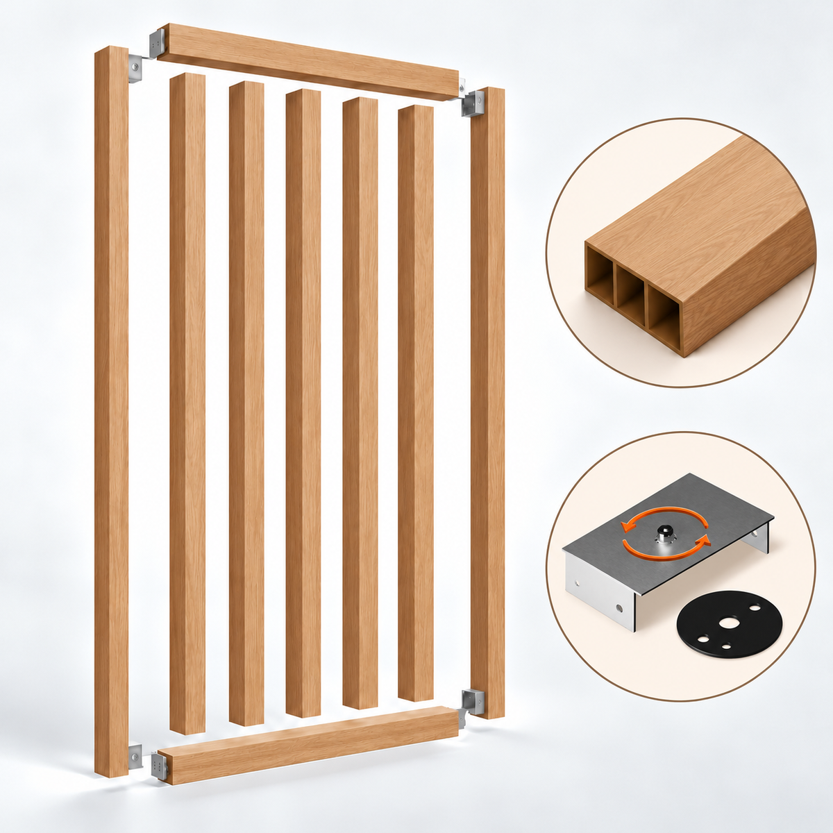 SIPA BOLD Kit completo (7 toghe+2 basi orizzontali+staffe GIREVOLI) Divisorio Frangiluce in PVC Effetto Legno – rifilabile  680x2900mm - Eternal Parquet