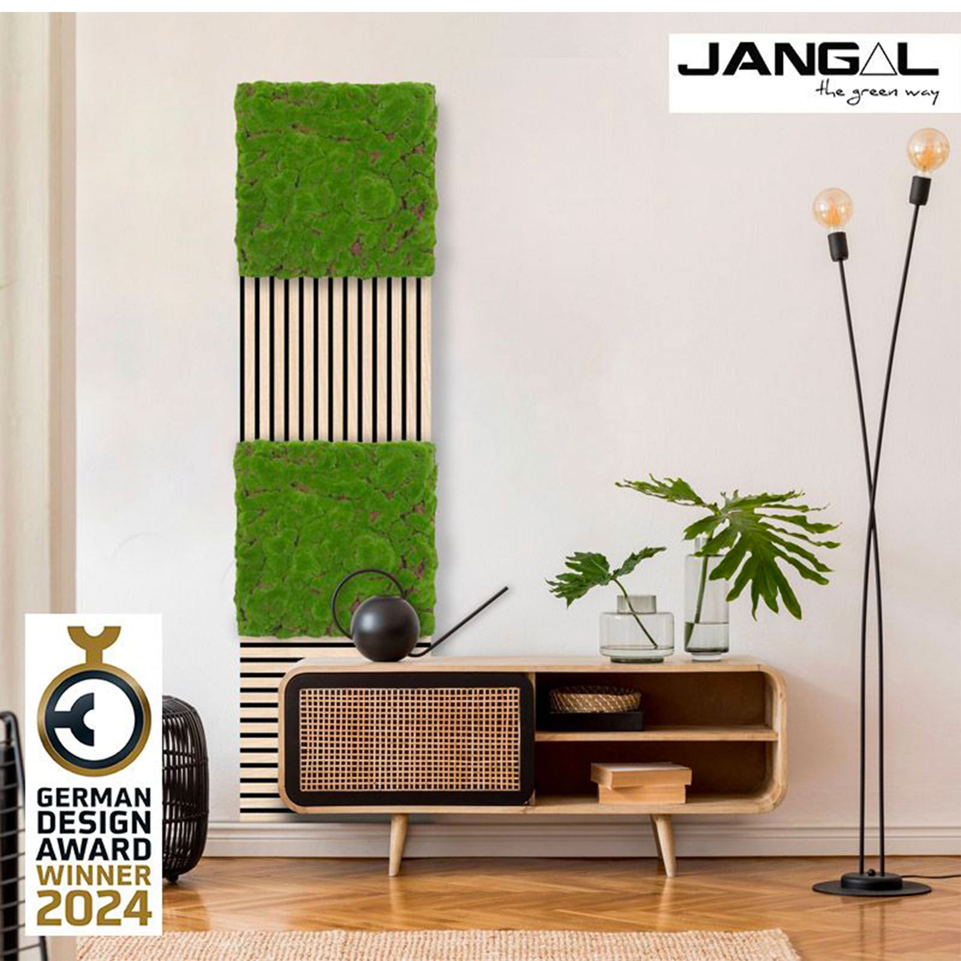 JANGAL Pannelli acustici Modulabili in FLORA sintetica ULTRAREALISTICA 52x52cm mod. FOREST GREEN BULK - Eternal Parquet