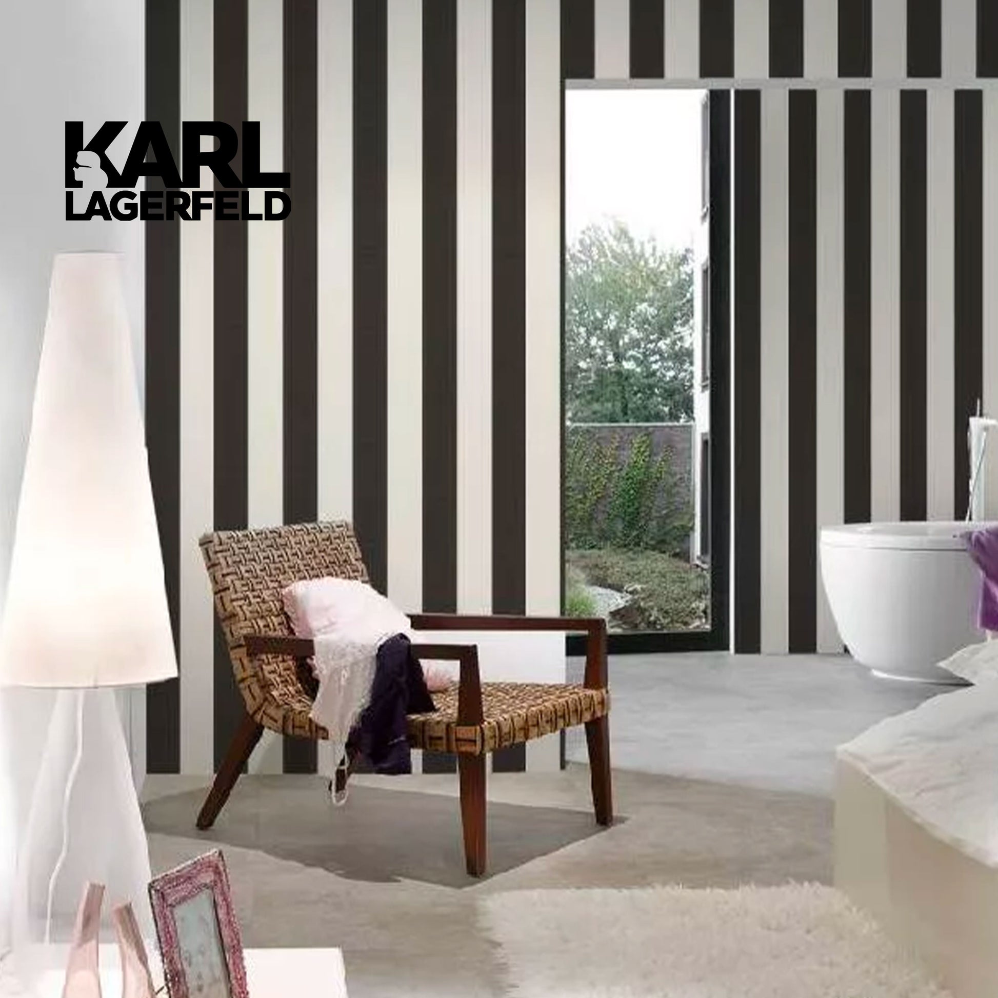 5,32mq Rotolo Carta da Parati griffata KARL LAGERFELD in TNT a rilievo multigloss PREMIUM 10,05x0,53mt cod. 37849-2 - Eternal Parquet