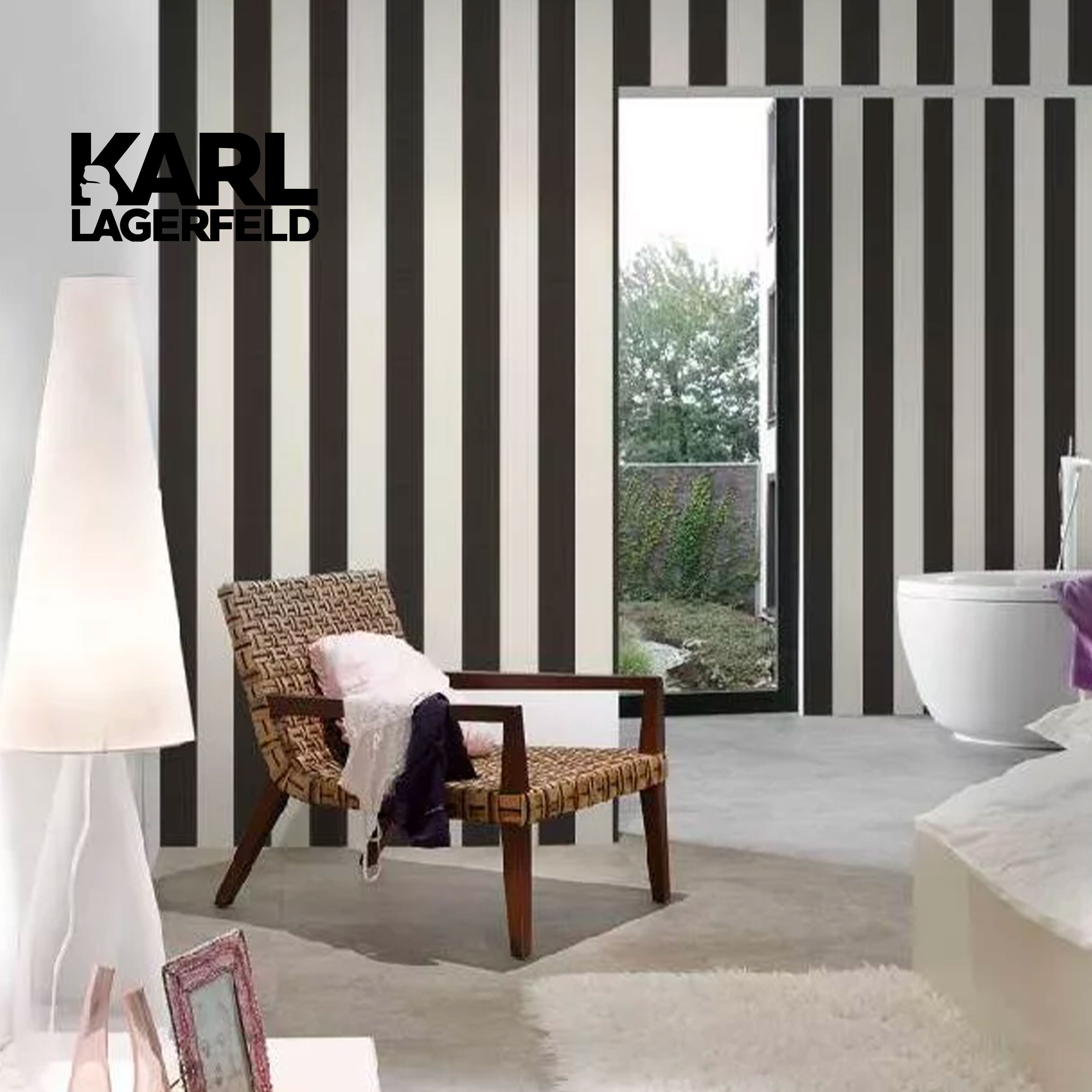 5,32mq Rotolo Carta da Parati griffata KARL LAGERFELD in TNT a rilievo multigloss PREMIUM 10,05x0,53mt cod. 37849-2 - Eternal Parquet