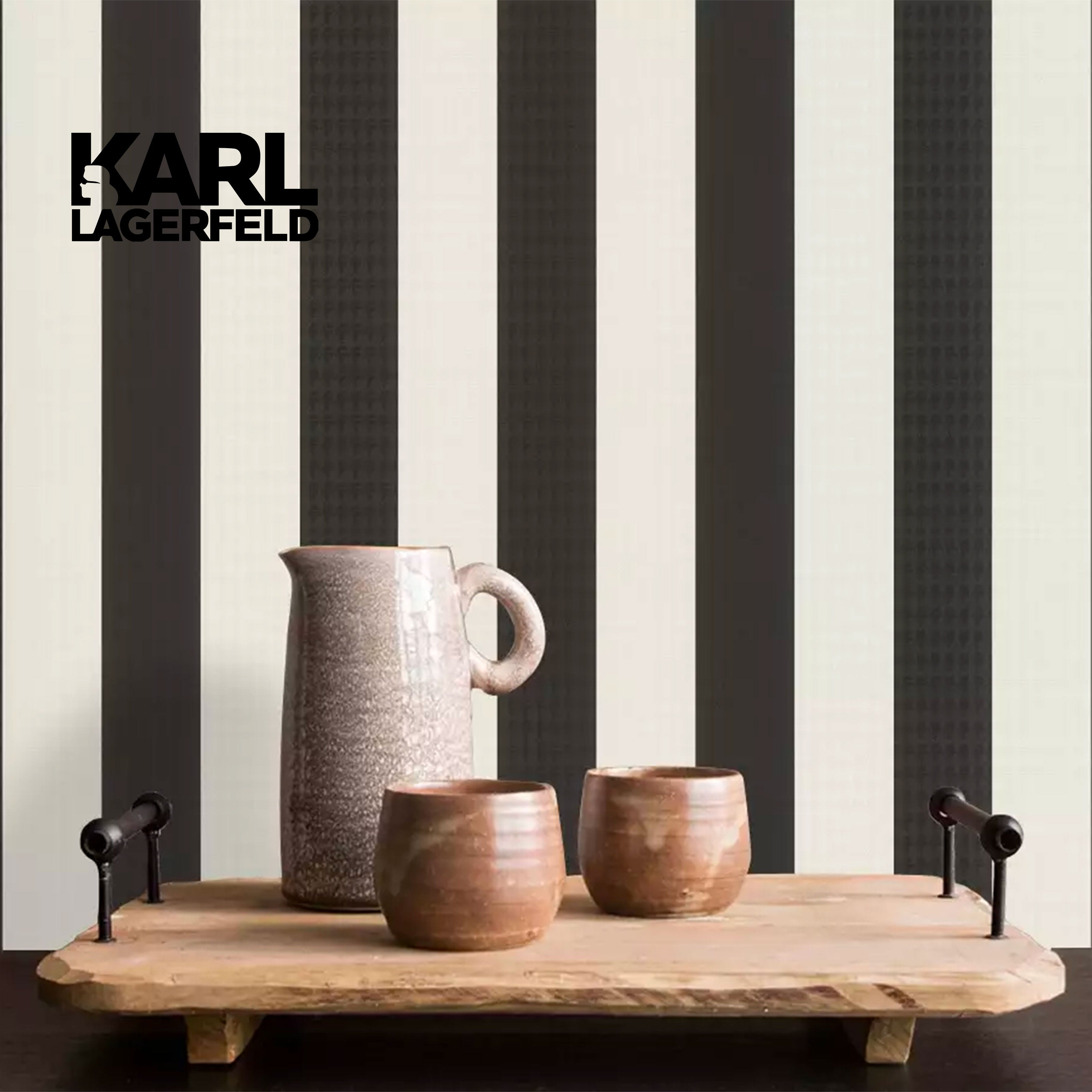 5,32mq Rotolo Carta da Parati griffata KARL LAGERFELD in TNT a rilievo multigloss PREMIUM 10,05x0,53mt cod. 37849-2 - Eternal Parquet