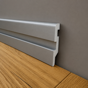 BATTISCOPA con incasso LED in FIBRA DI LEGNO col. Alluminio 80x15 Parquet, Laminati, SPC, LVT (prezzo al metro)