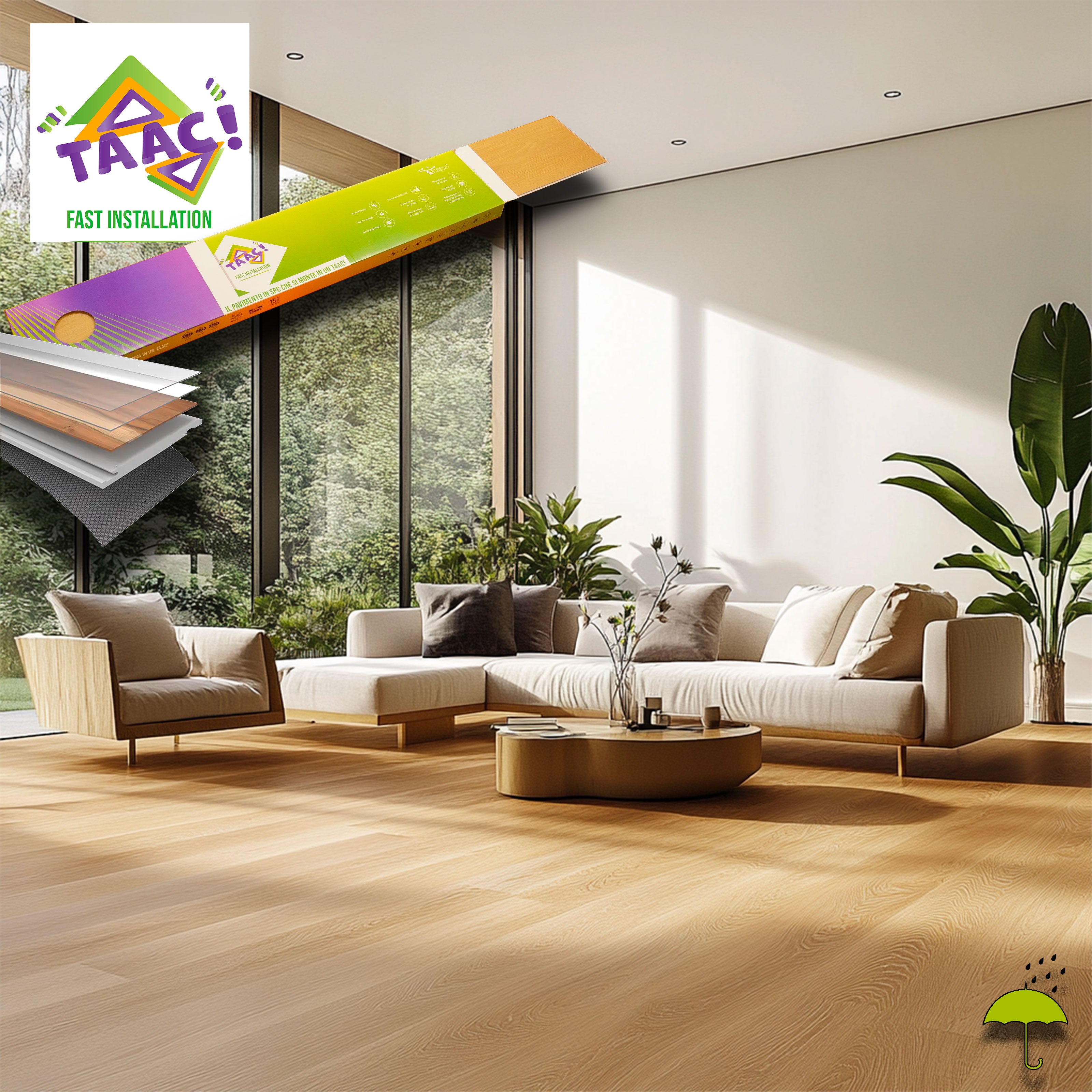 TAAC! il Pavimento SPC in Polvere di Pietra Fast-click 5mm (sp.4+1) HI-RES 1220x228mm mod. VENERE Eternal Parquet