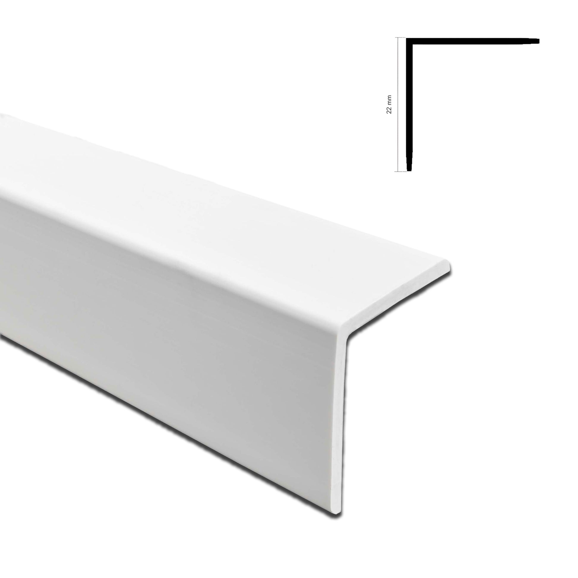 *STOCK FOLLI* asta intera (2 metri) di Profilo angolare in Polimeri Bianco RAL 9016 verniciabile 22X22mm - Eternal Parquet