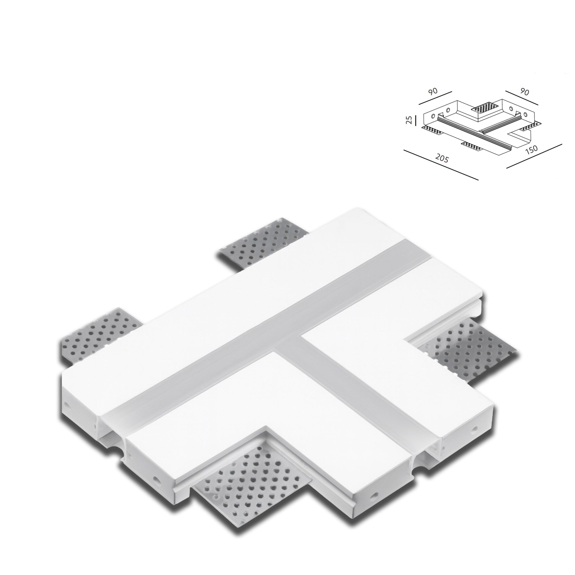 *STOCK* Angolo a "T" per Striscia In Gesso Ceramico ad incasso predisp. LED  90x150x205mm - Eternal Parquet