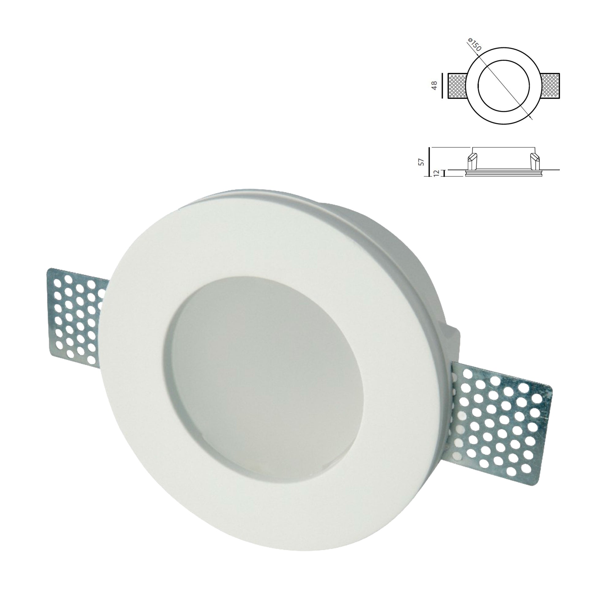*STOCK* n.10 Portafaretto In Gesso Ceramico ad incasso Diametro 170 con Vetro 40W GU10 IP20 - Eternal Parquet