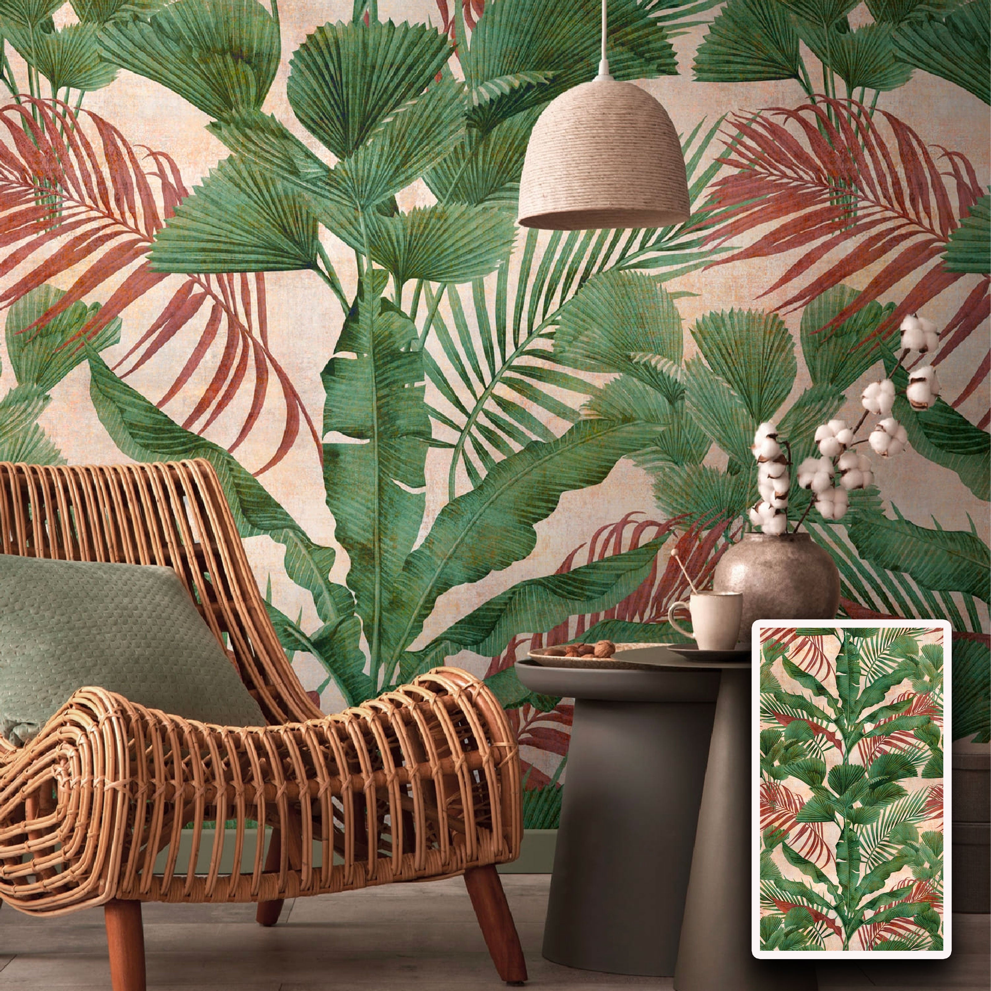 Pannello JUNGLE RED 159x280cm di Carta da Parati TNT VINILICO a modulo raccordabile continuativo (3 teli/rotoli) - Eternal Parquet