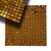 TOP di GAMMA! Piastrella autoadesiva in VETRO lucido mosaico 30x30cm (sp. 3mm) color ORO, idrofobo. - Eternal Parquet
