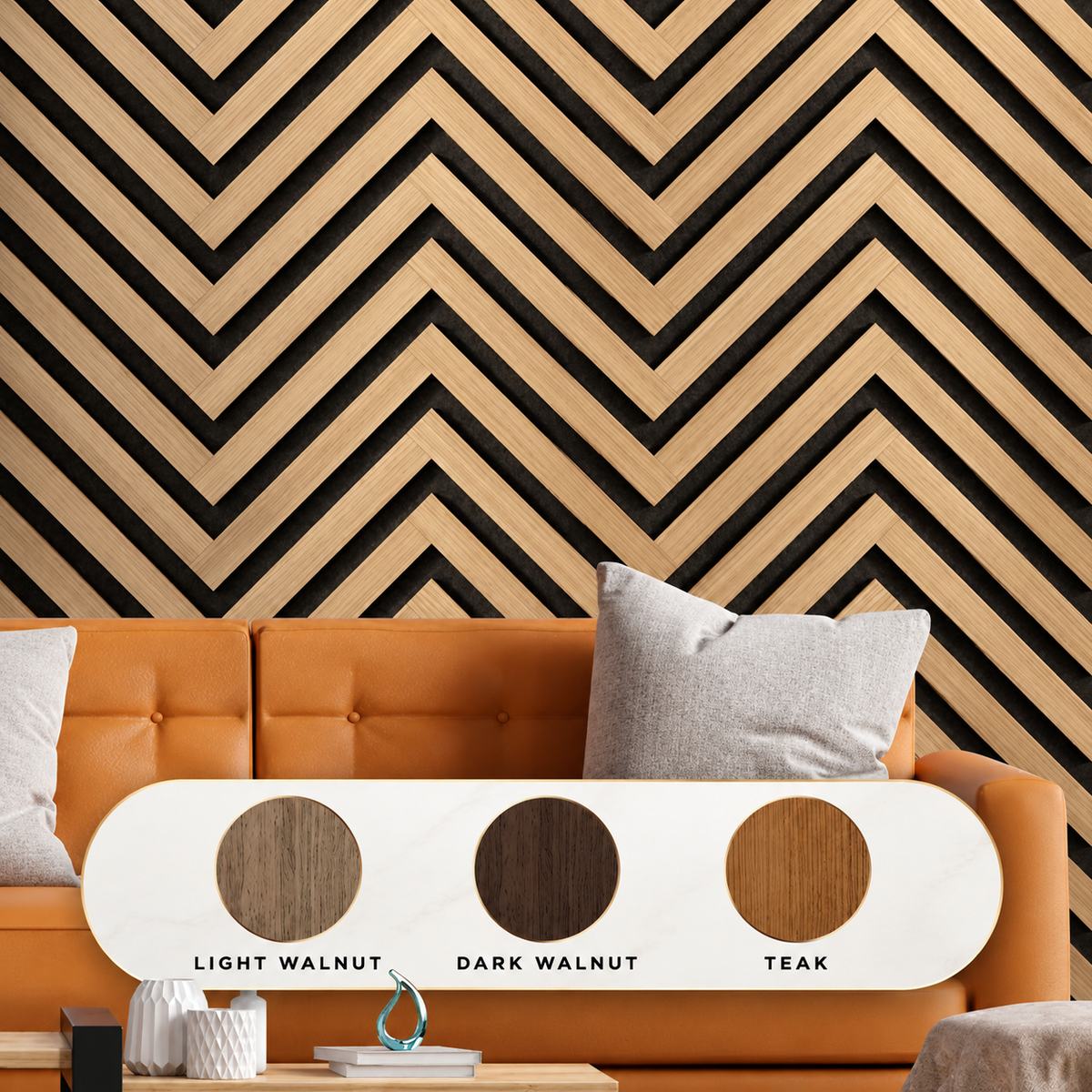Pannello acustico professionale decorativo Spina Italiana 2700x540x17mm in VERO LEGNO+Pet+Mdf "varie essenze" - Eternal Parquet