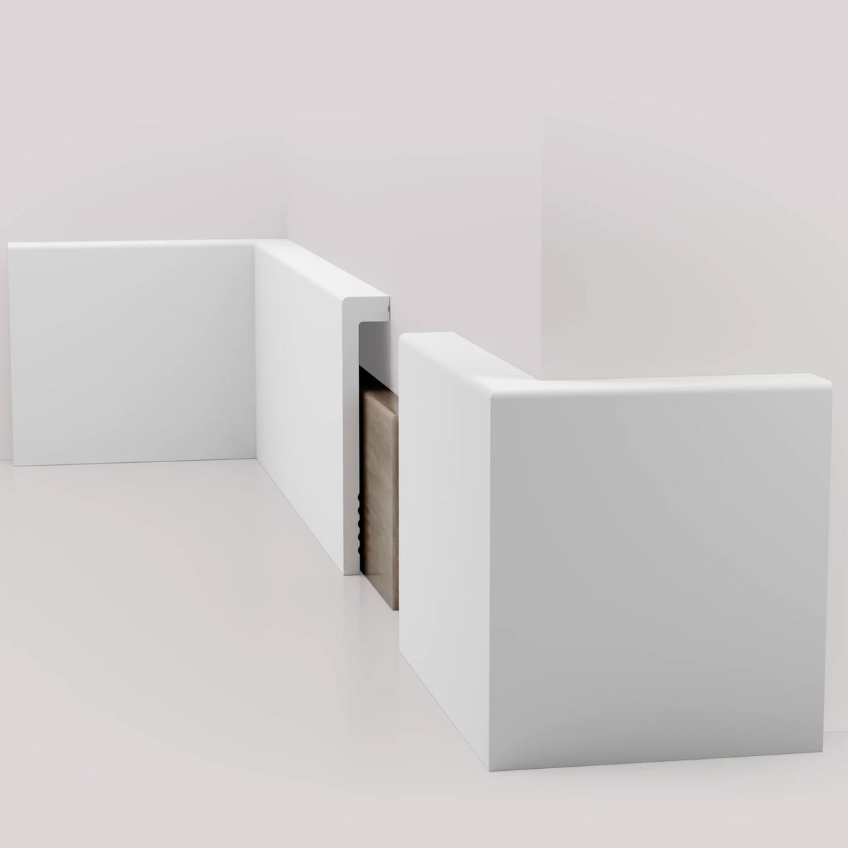 Battiscopa BIANCO squadrato Coprimarmo - coprivecchio 135x23mm in POLIMERI - (prezzo al metro)