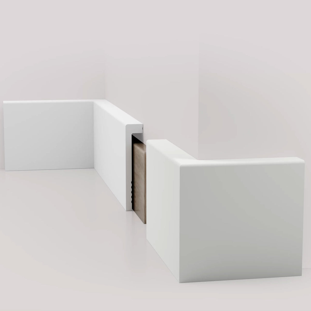 Battiscopa BIANCO squadrato Coprimarmo - coprivecchio 115x23mm in POLIMERI - (prezzo al metro)